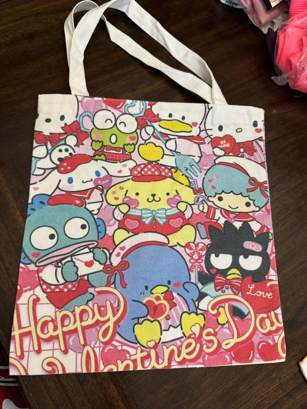 Sanrio Hello Kitty family canvas tote bag with both side different designs